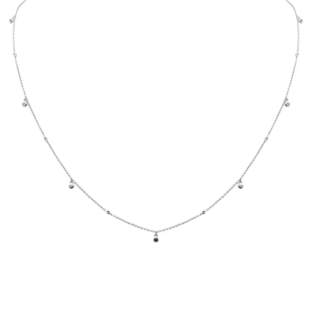 <span>DIAMOND CLOSEOUT! </span> .18ct G SI 14K White Gold Multi Color Gemstone Necklace 18" Long