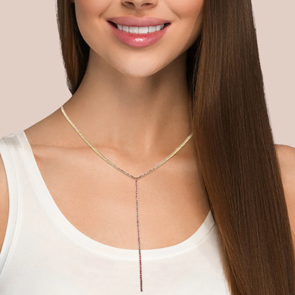 <span style="color:purple">SPECIAL!</span> 3.40ct G SI 14K Yellow Gold Ruby Y Lariat Tennis Necklace 14+4" Ext - Image 3