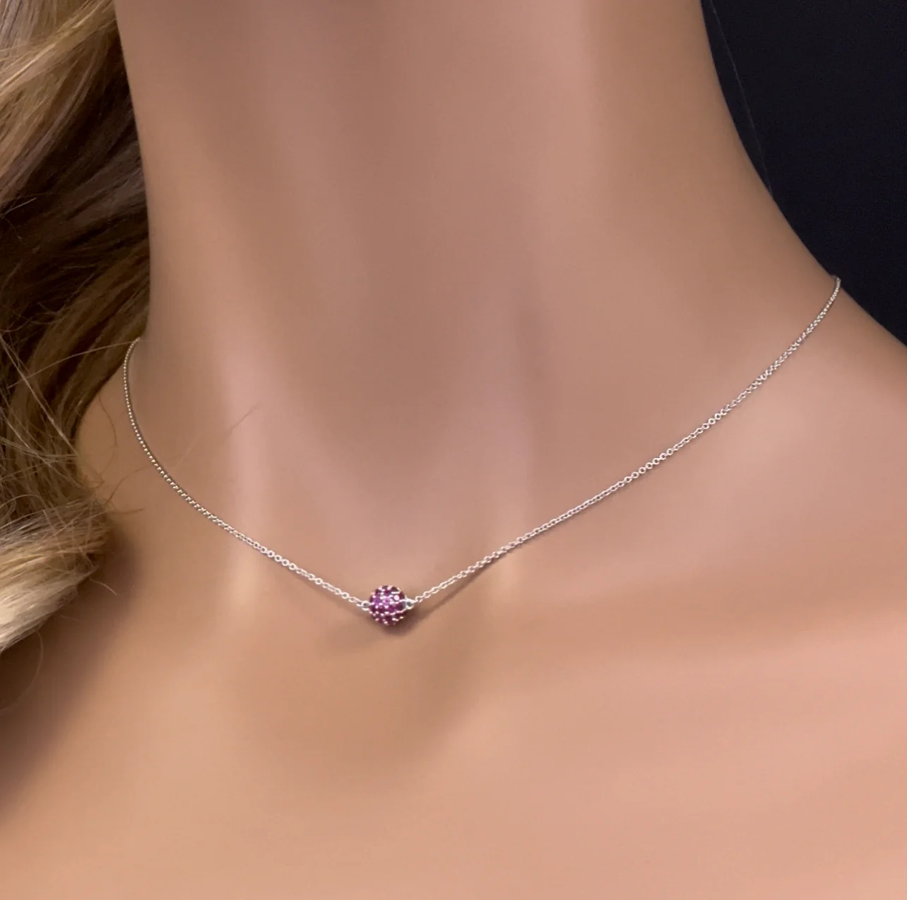 <span>GEMSTONE CLOSEOUT! </span> .57ct G SI 14K White Gold Round Ruby Pendant Necklace 16 + 2" Ext - Image 3