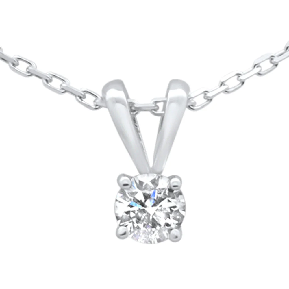 <span style="color:purple">SPECIAL!</span> .25ct G SI 14K White Gold Diamond Solitaire Pendant Necklace 18" Chain