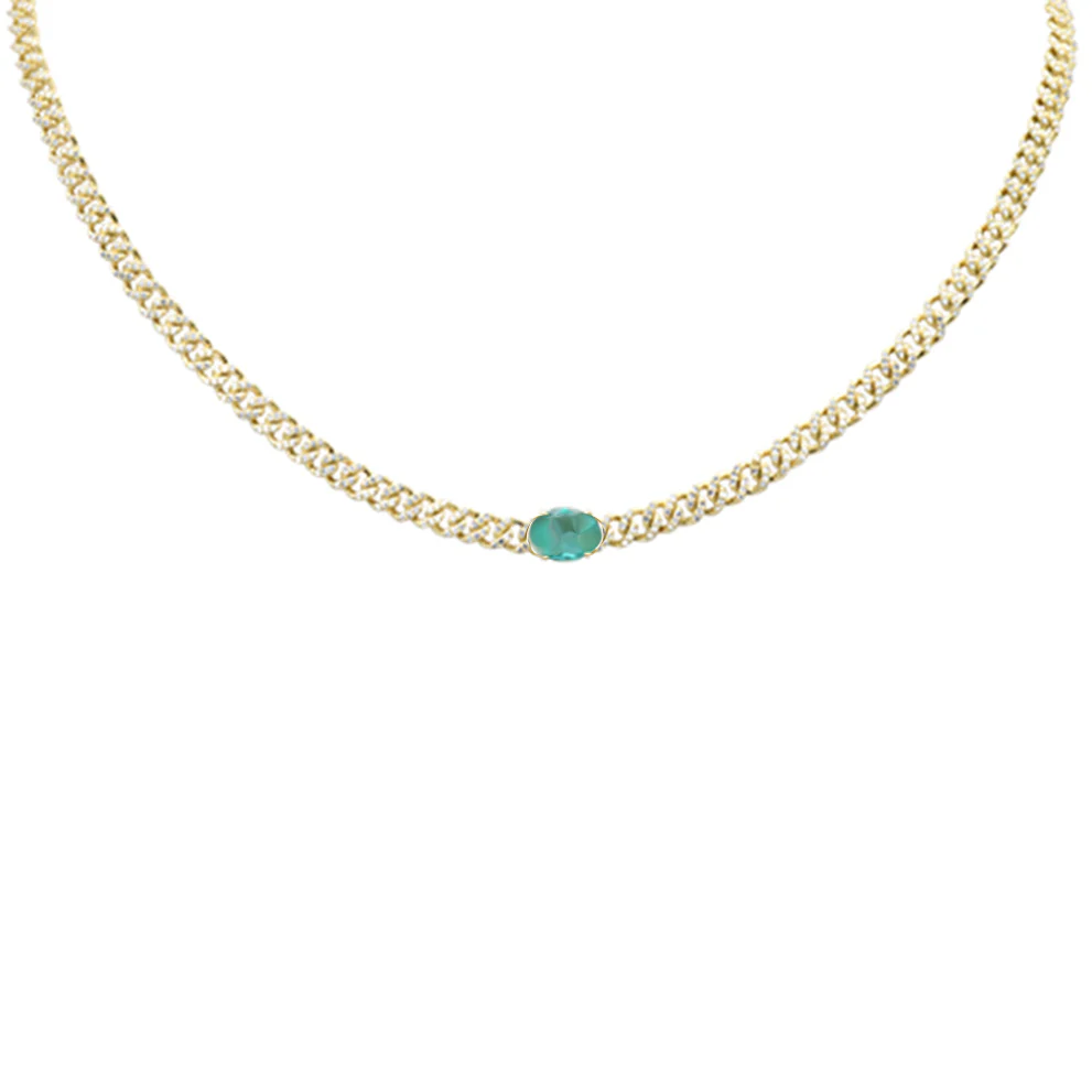 <span style="color:purple">SPECIAL!</span> 2.05ct G SI 14K Yellow Gold Emerald Gemstone Diamond & Emerald Gemstone Chain Necklace 13+3" Long