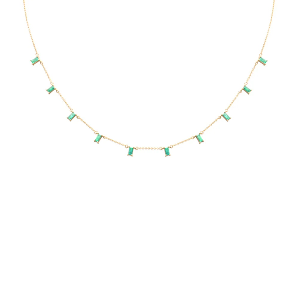<span style="color:purple">SPECIAL!</span> 1.10ct G SI 14K Yellow Gold Green Emerald Gemstone Pendant Necklace 16 + 2" Ext
