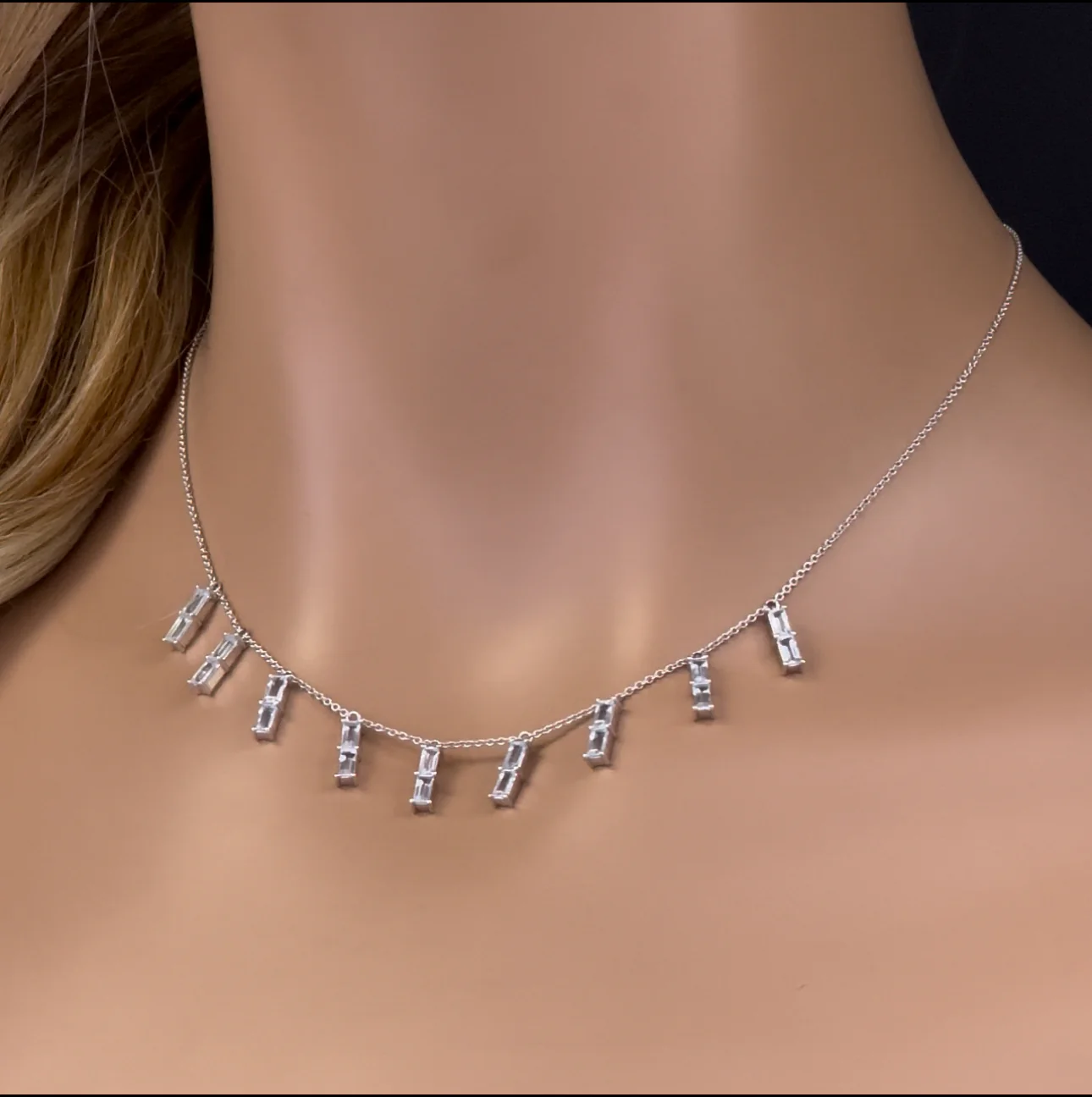 <span>GEMSTONE CLOSEOUT! </span> 2.16ct G SI 14K White Gold Aquamarine Necklace 16 + 2" Ext