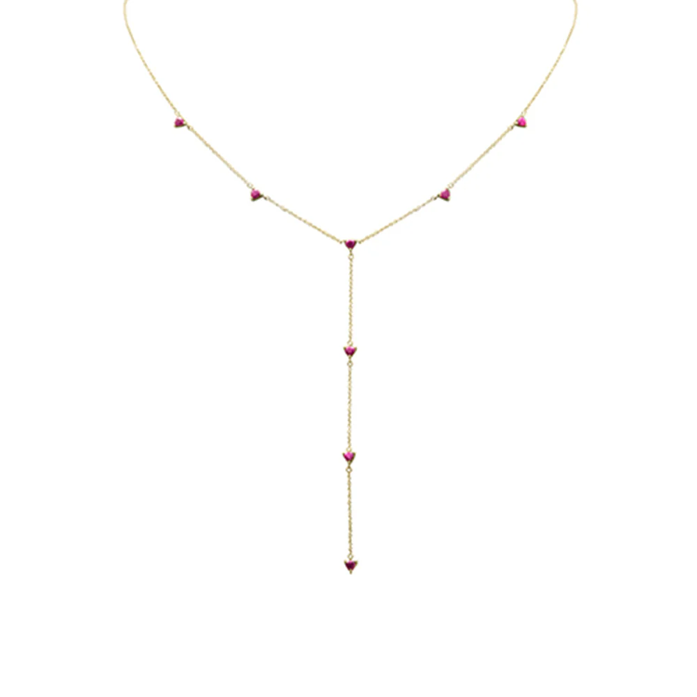 <span style="color:purple">SPECIAL!</span> 1.20ct G SI 14K Yellow Gold Ruby Lariat Necklace 16 + 2" Ext
