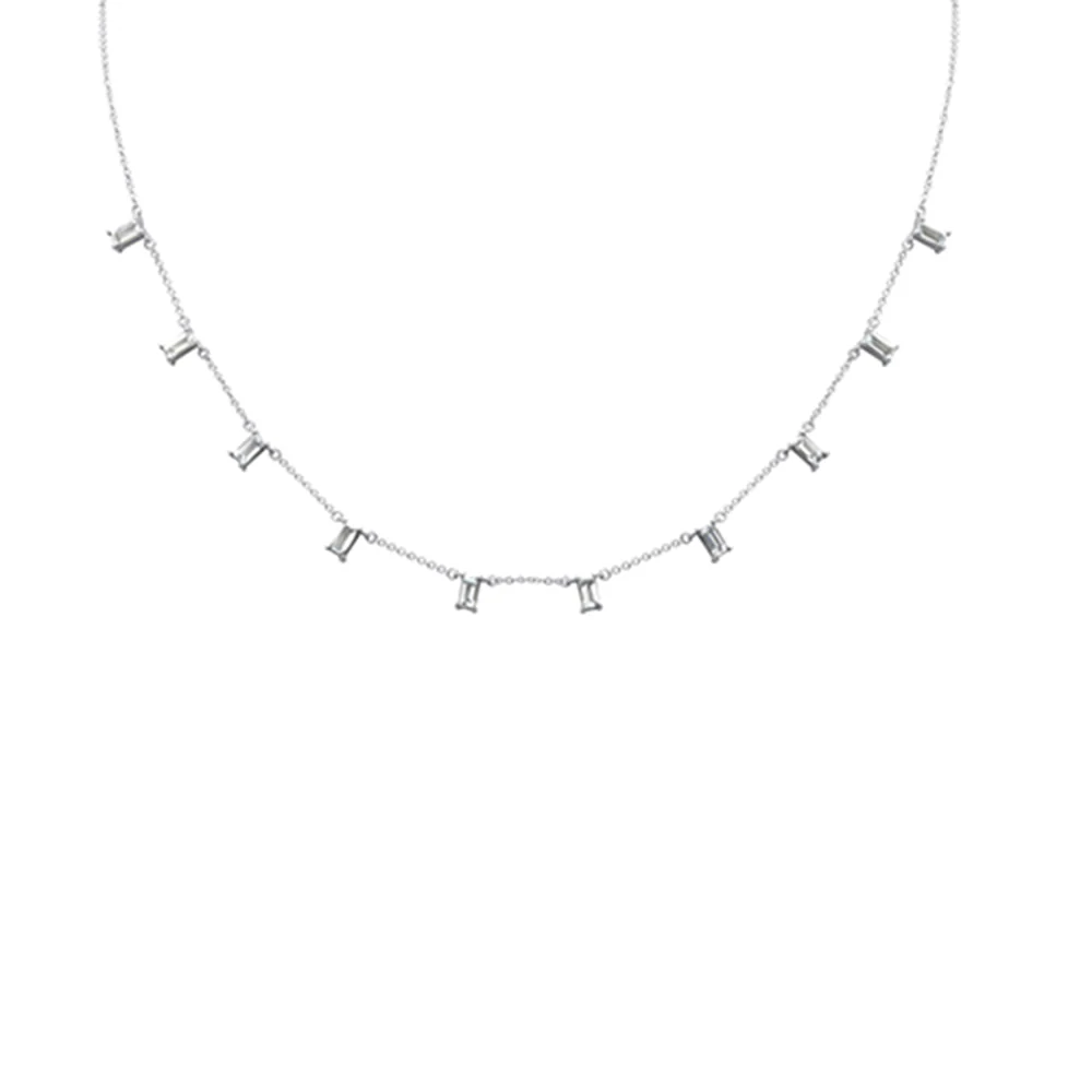 <span>DIAMOND CLOSEOUT! </span> .50ct G SI 14K White Gold Aquamarine Gemstone Necklace 16 + 2" Ext