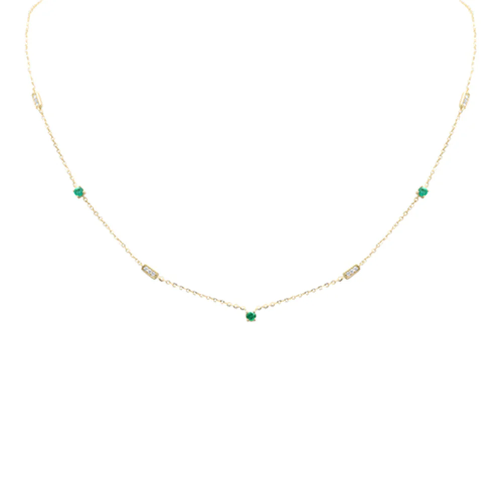 <span>DIAMOND CLOSEOUT! </span> .32ct G SI 14K Yellow Gold Diamond & Emerald Pendant Necklace 16 + 2" Ext