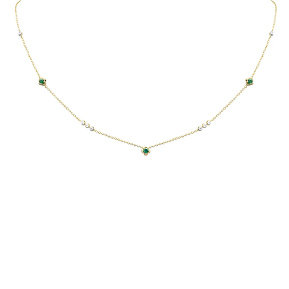 <span>DIAMOND CLOSEOUT! </span> .35ct G SI 14K Yellow Gold Diamond & Emerald Pendant Necklace 16 + 2" Ext