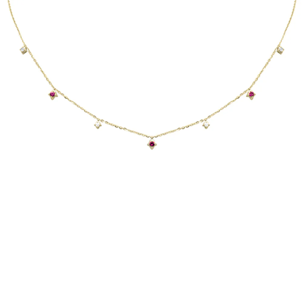 <span>DIAMOND CLOSEOUT! </span> .31ct G SI 14K Yellow Gold Diamond & Ruby Pendant Necklace 16 + 2" Ext