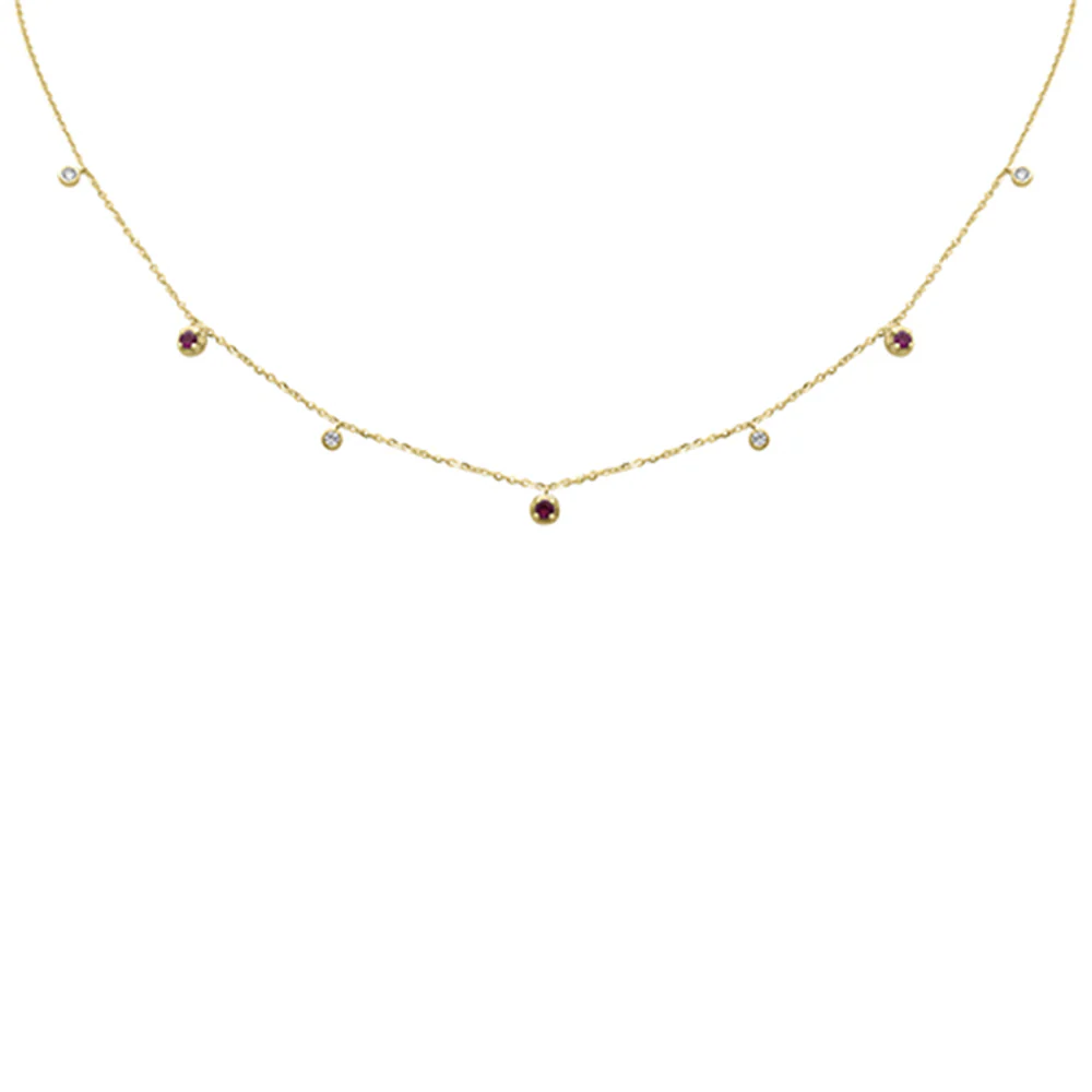 <span>DIAMOND CLOSEOUT! </span> .28ct G SI 14K Yellow Gold Diamond & Ruby Pendant Necklace 16 + 2" Ext