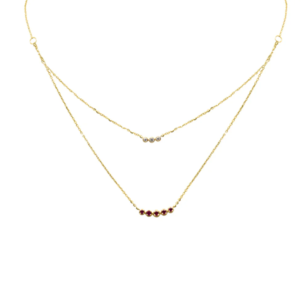 <span>DIAMOND CLOSEOUT! </span> .27ct G SI 14K Yellow Gold Diamond & Ruby Pendant Necklace 16 + 2" Ext