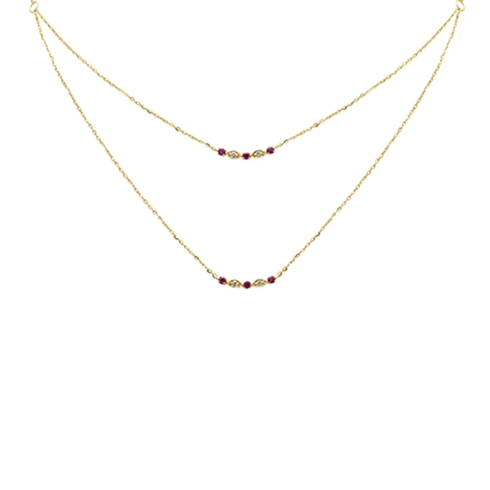 <span>DIAMOND CLOSEOUT! </span> .25ct G SI 14K Yellow Gold Diamond & Ruby Pendant Necklace 16 + 2" Ext