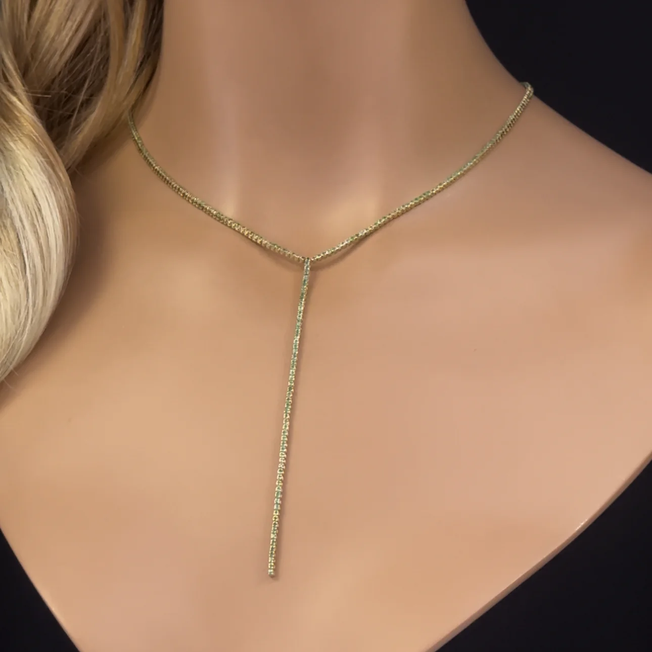 <span style="color:purple">SPECIAL!</span> 2.48ct G SI 14K Yellow Gold Emerald Gemstone Lariat Tennis Necklace 14 + 4" Ext - Image 2