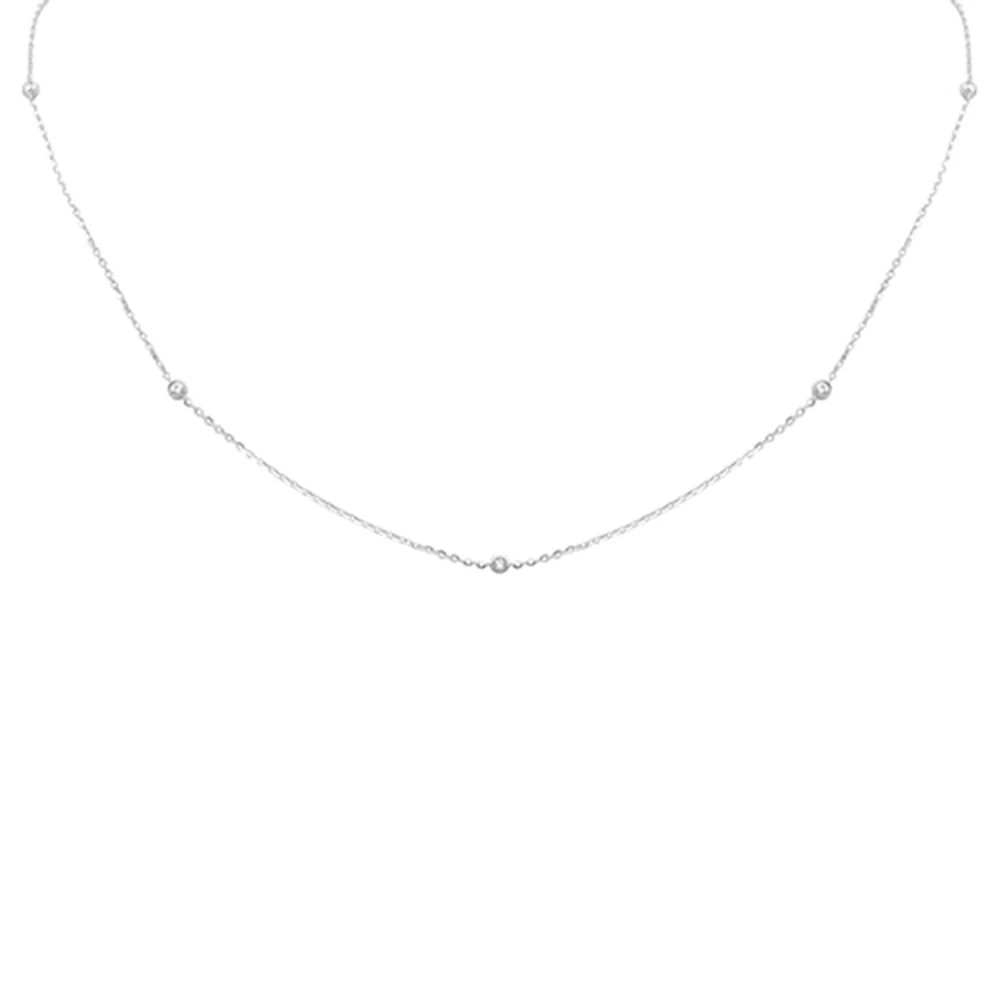 .13ct G SI 14K White Gold Diamond Pendant Necklace 14+2" Long