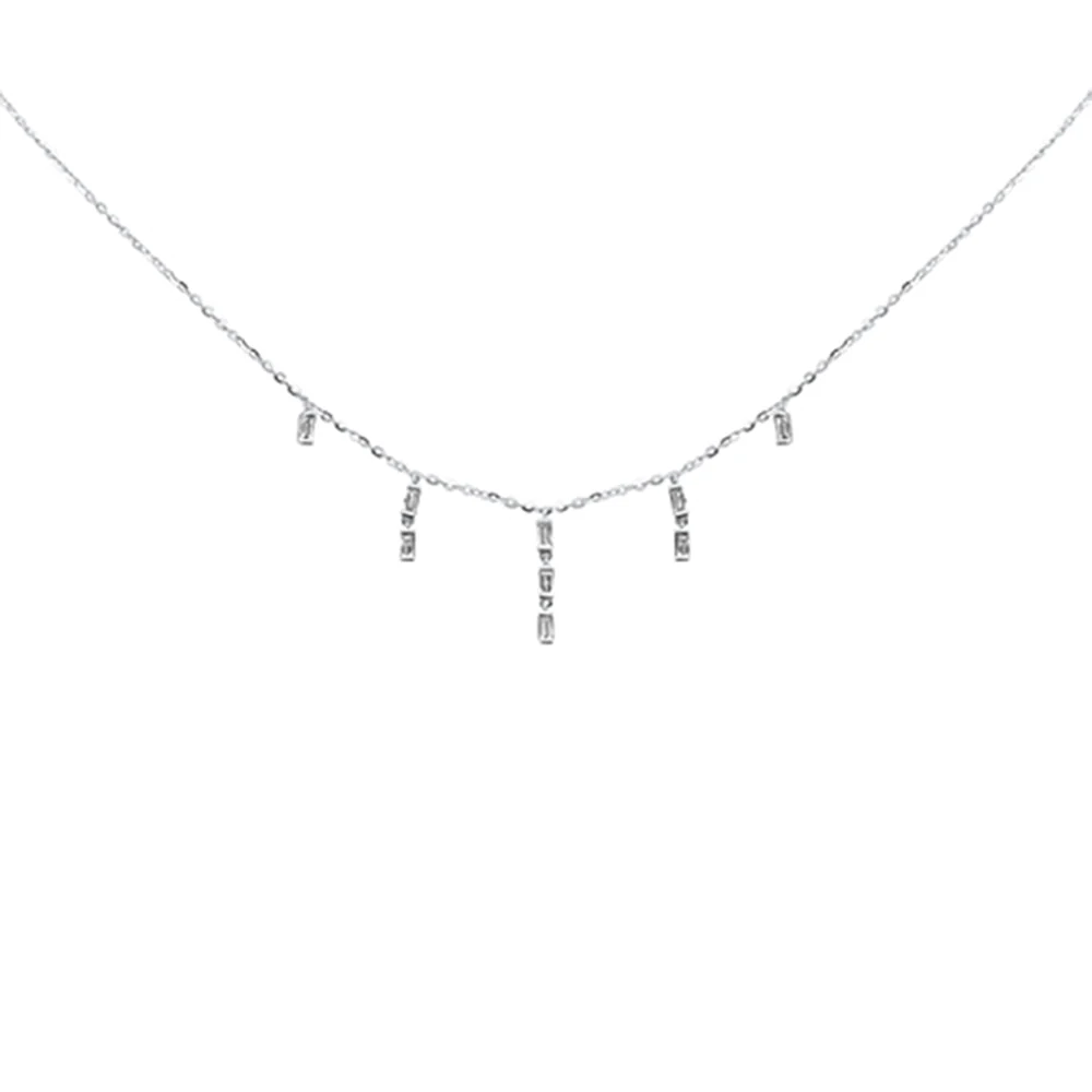 <span>DIAMOND CLOSEOUT! </span> .18CT G SI 14K White Gold Diamond Dangling Necklace 16+2" Long