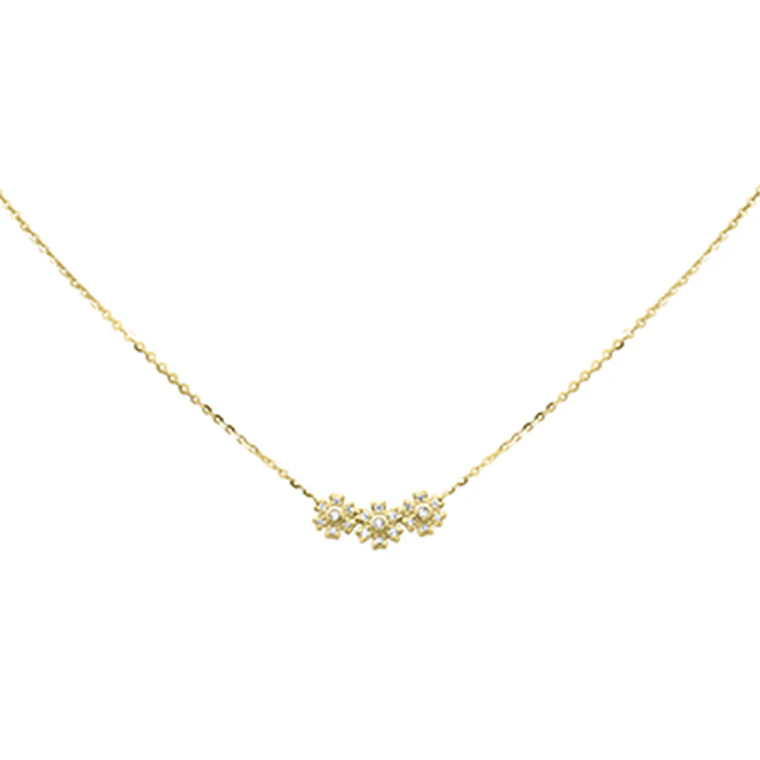 <span>DIAMOND CLOSEOUT! </span> .13ct G SI 14K Yellow Gold Diamond Flower Pendant Necklace 16+2" Long