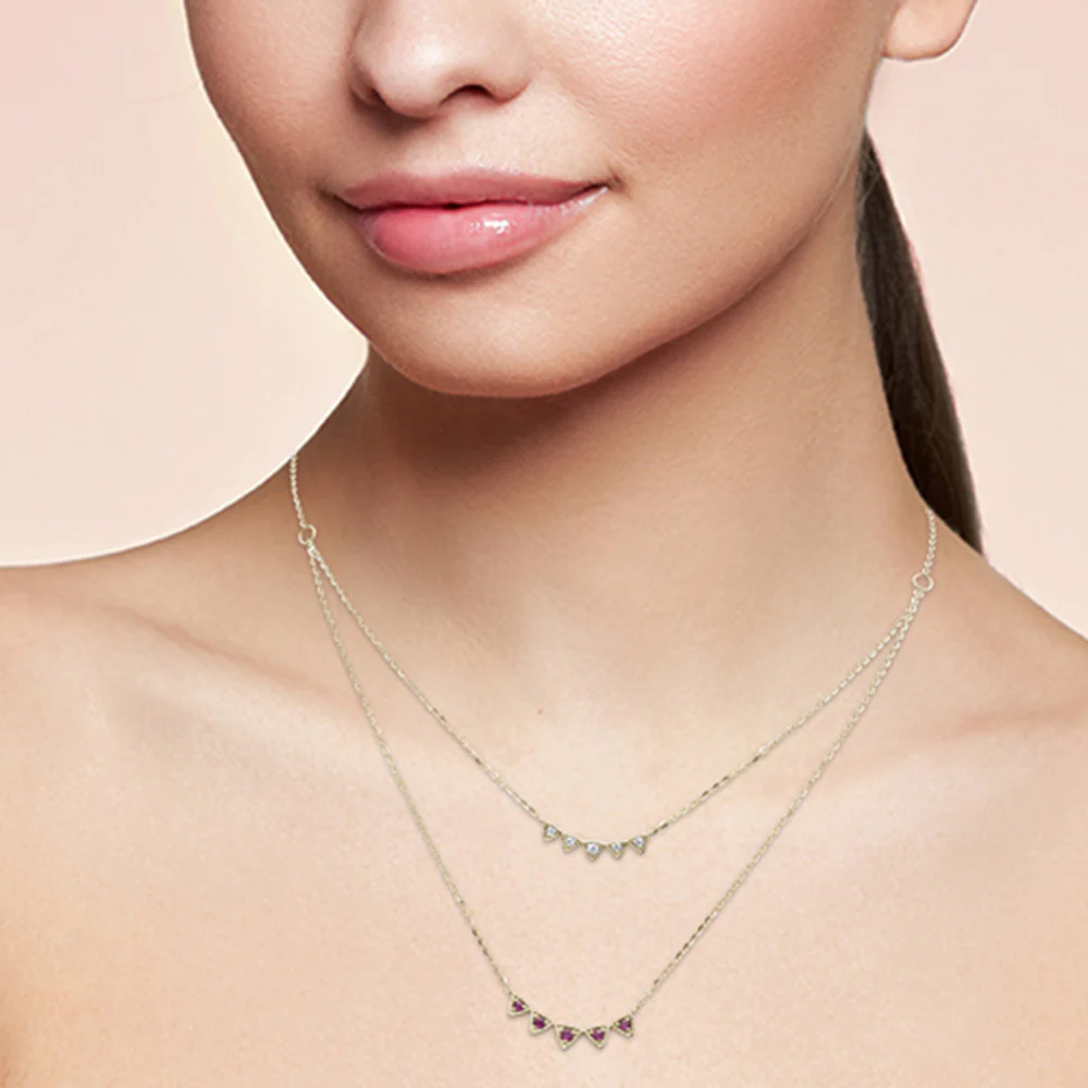 <span style="color:purple">SPECIAL!</span>.28ct G SI 14K Yellow Gold Diamond & Ruby Gemstone Pendant Necklace 16+2" Long - Image 2