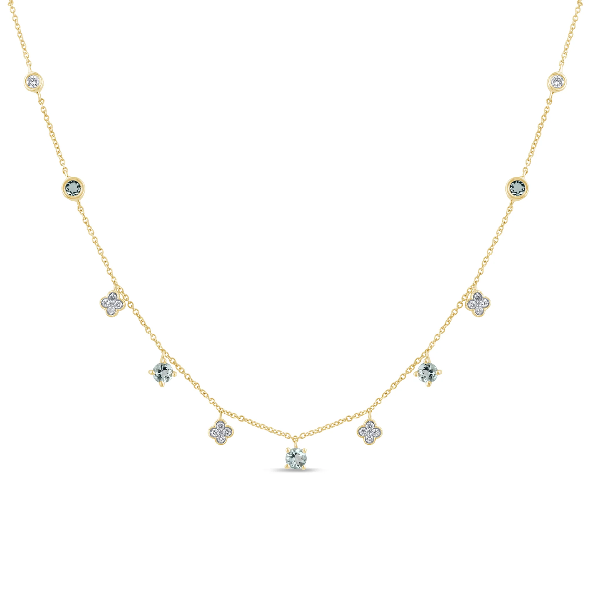 <span style="color:purple">SPECIAL!</span>.60ct G SI 14K Yellow Gold Diamond & Aquamarine Pendant Necklace 16 + 2" Ext