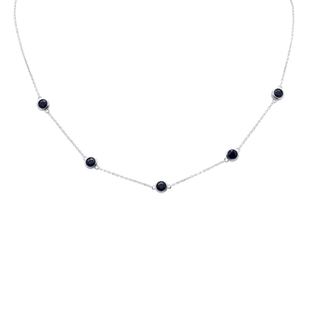 <span style="color:purple">SPECIAL!</span> 1.82ct G SI 14K White Gold Blue Sapphire Necklace 16" + 2" EXT