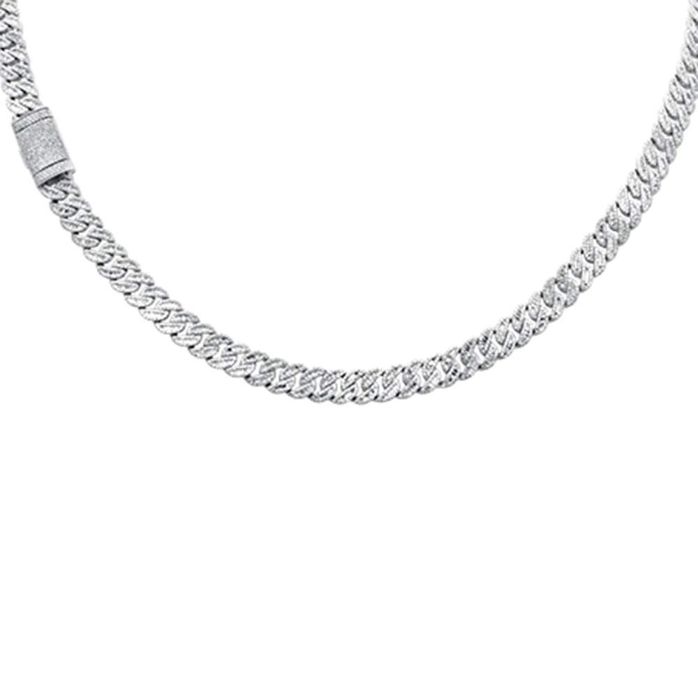 <span style="color:purple">SPECIAL!</span> 7MM 8.81ct G SI 14K White Gold Round & Baguette Diamond Cuban Necklace 21" Long - Image 2