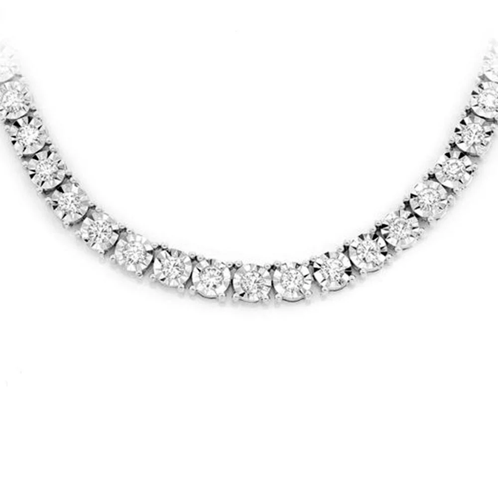 <span style="color:purple">SPECIAL!</span> 0.55ct 14K White Gold Tennis Miracle Illusion Necklace 16"