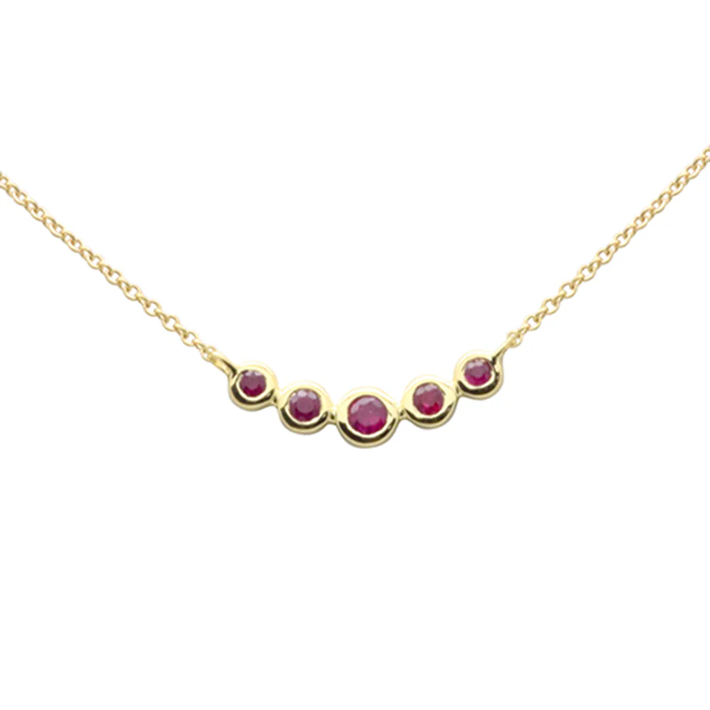 .19ct G SI 14K Yellow Gold Ruby Gemstones Pendant Necklace 16+2" Long