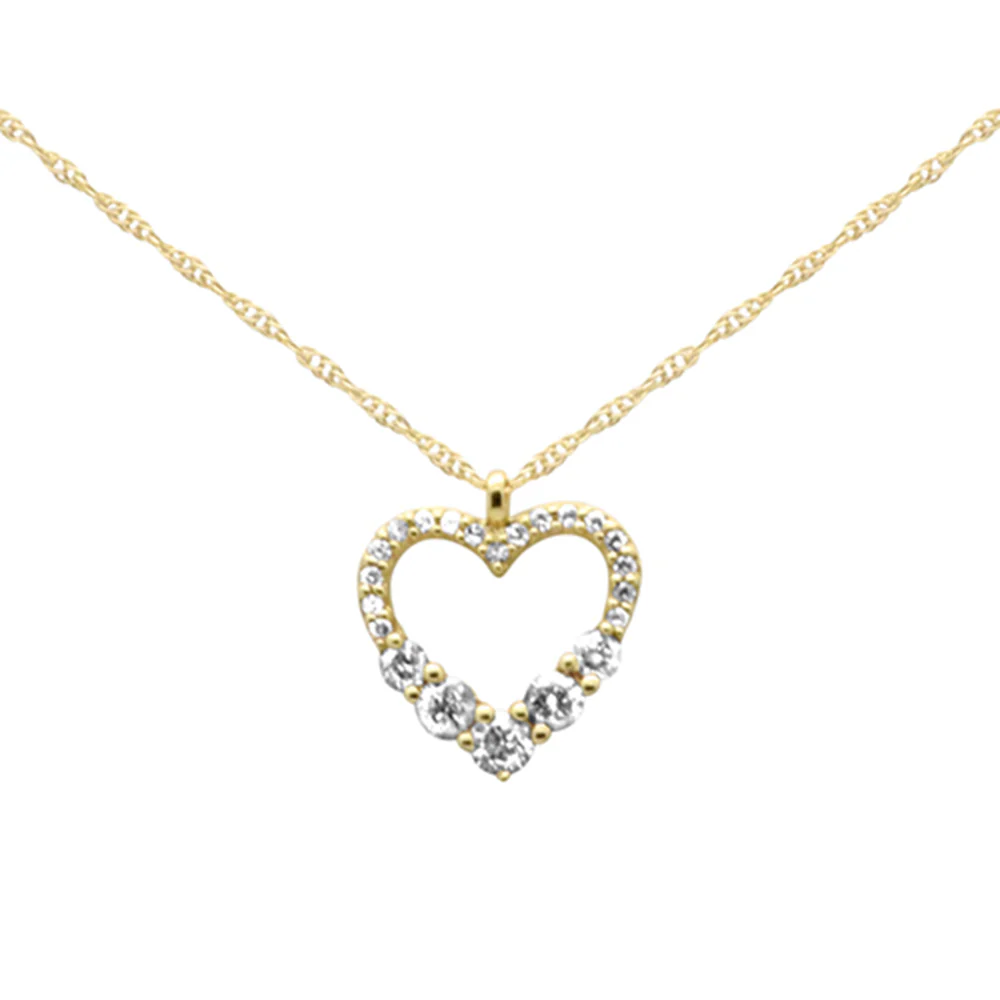 .20ct G SI 14K Yellow Gold Diamond Heart Shape Pendant Necklace 18" Long