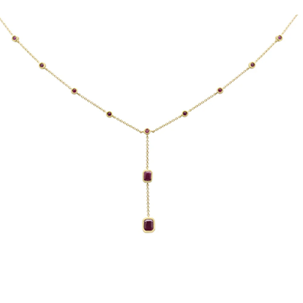 <span>GEMSTONE CLOSEOUT! </span>1.02ct G SI 14K Yellow Gold Ruby Gemstone Pendant Necklace 16+2" Long Chain