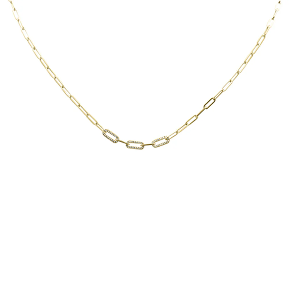 <span style="color:purple">SPECIAL!</span>.13ct G SI 14K Yellow Gold Round Diamond Paper Clip Pendant Necklace 18" Long - Image 2