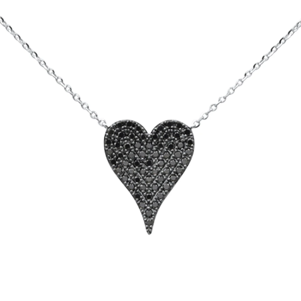 .41ct G SI 14K White Gold Black Diamond Pendant Necklace 16+2" Ext.