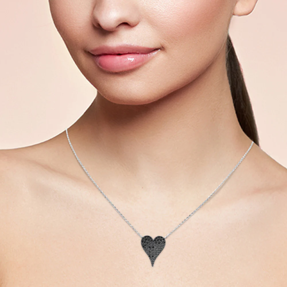 .41ct G SI 14K White Gold Black Diamond Pendant Necklace 16+2" Ext. - Image 2