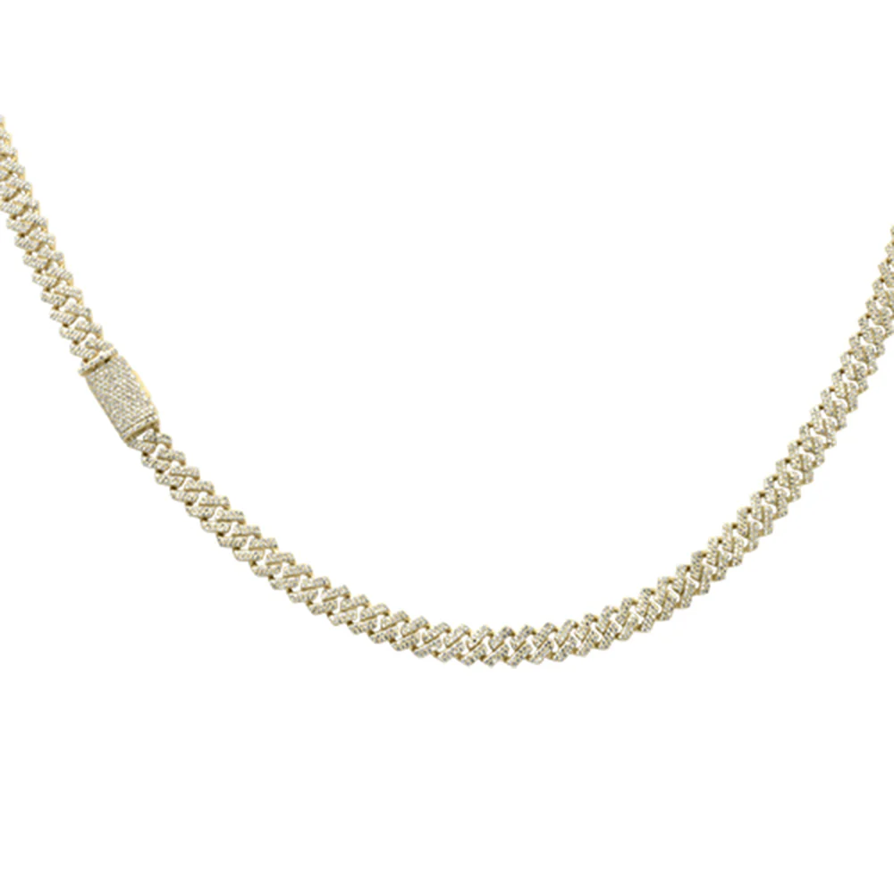 <span style="color:purple">SPECIAL!</span> 6mm 5.02ct G SI 14K Yellow Gold Diamond Square Cuban Necklace 22" Long