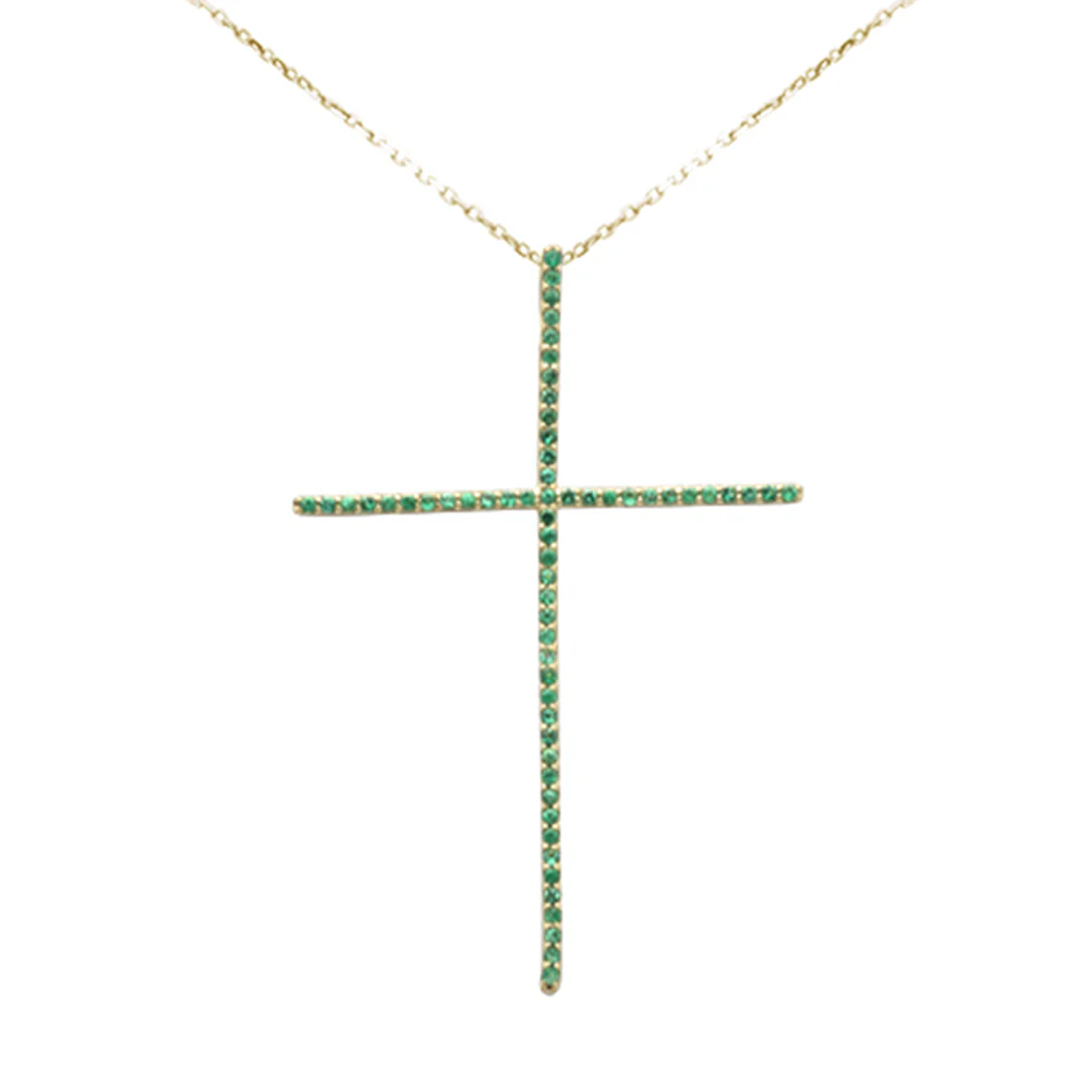 <span style="color:purple">SPECIAL!</span>.27ct G SI 14K Yellow Gold Emerald Gemstones Pendant Necklace 18" Long Chain - Image 2