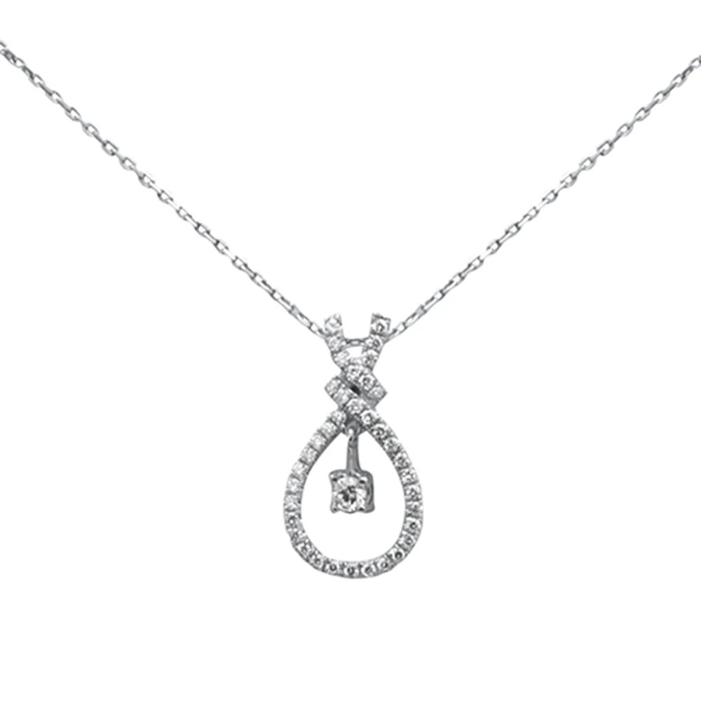 <span style="color:purple">SPECIAL!</span>.36ct G SI 14K White Gold Diamond Pendant Necklace 0.75" Long