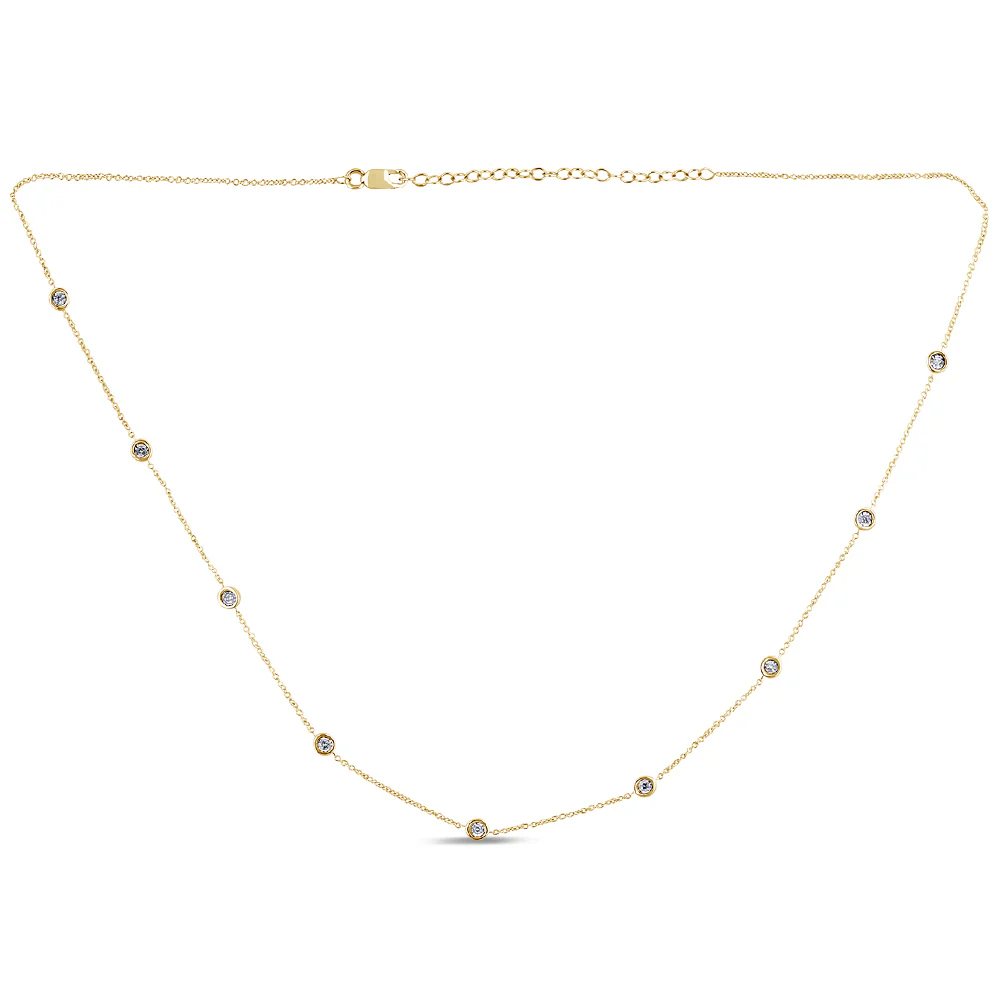 <span style="color:purple">SPECIAL!</span> .20ct G SI 14K Yellow Gold Diamond By The Yard Pendant Necklace 16+2" Ext Long - Image 2