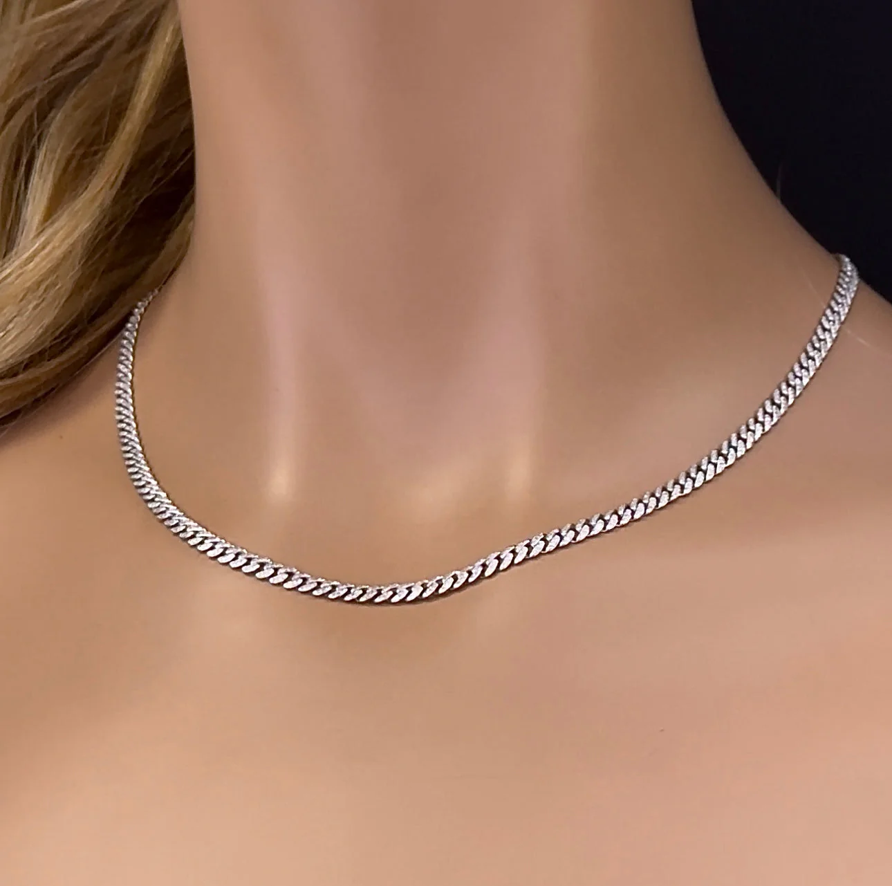 <span style="color:purple">SPECIAL!</span>3mm 1.86ct G SI 14k White Gold Round Diamond Cuban Necklace 18"