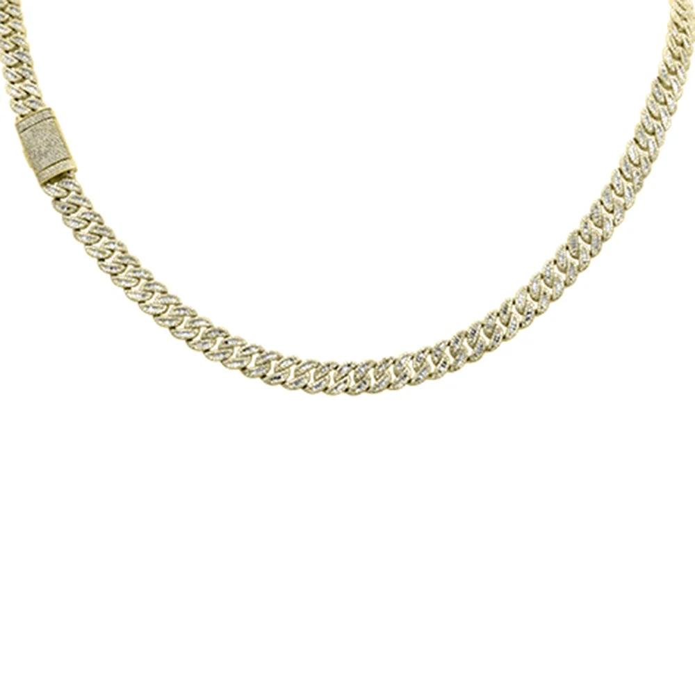 <span style="color:purple">SPECIAL!</span>7MM 7.54ct G SI 14K Yellow Gold Round & Baguette Diamond Cuban Necklace 22" Long - Image 2