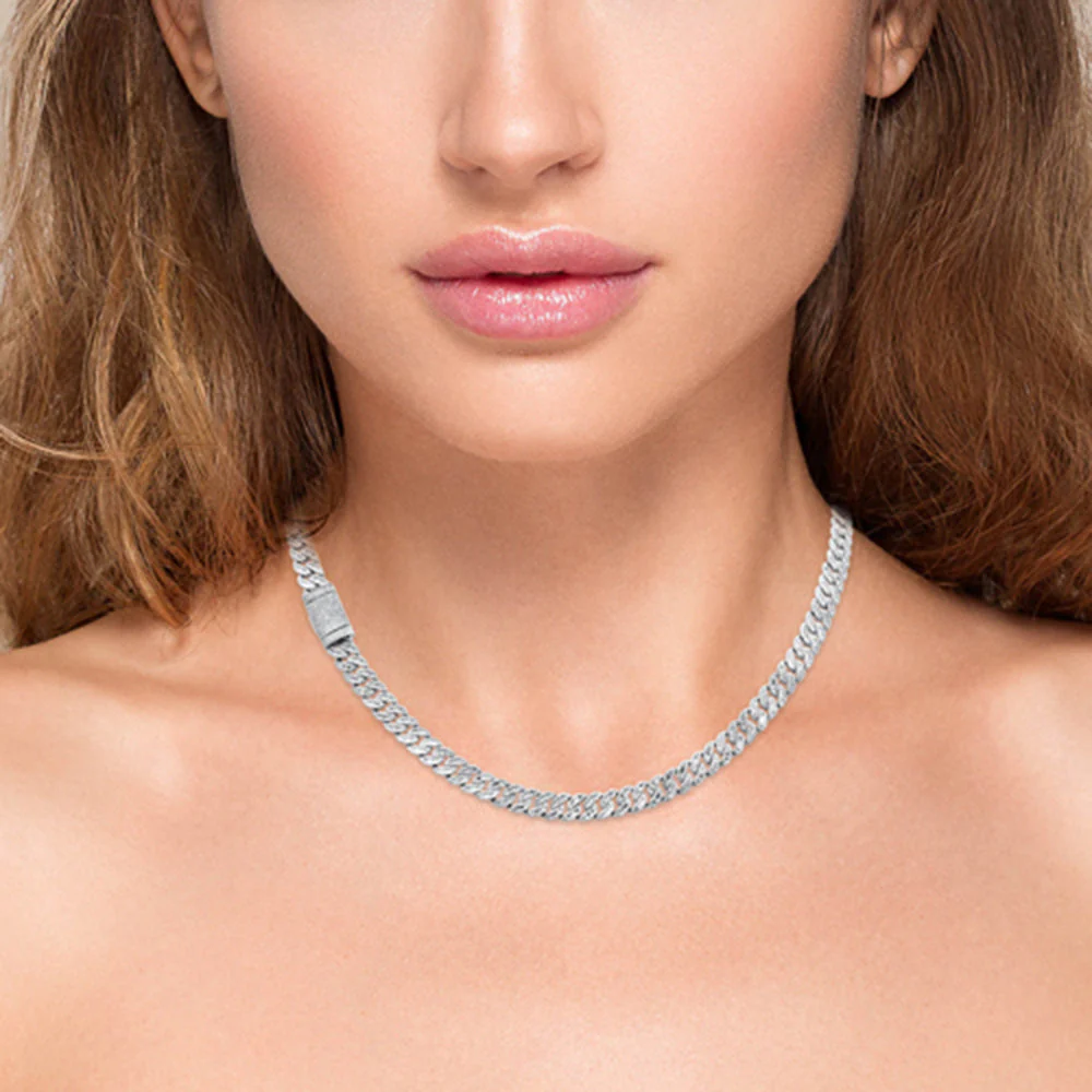 <span style="color:purple">SPECIAL!</span>7MM 8.01ct G SI 14K White Gold Round & Baguette Diamond Cuban Necklace 18" Long - Image 3