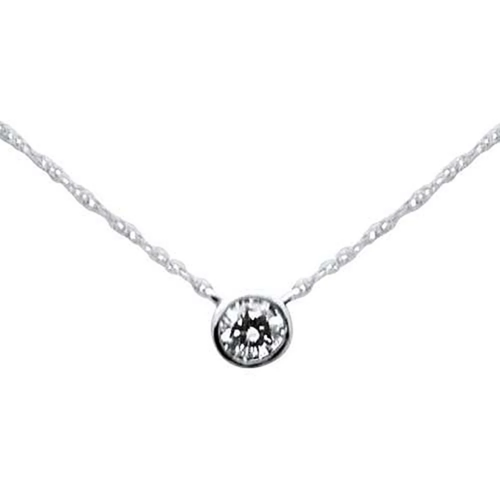 <span style="color:purple">SPECIAL!</span>.22ct G SI 14K White Gold Diamond Solitaire Pendant Necklace 18" Long Chain - Image 3