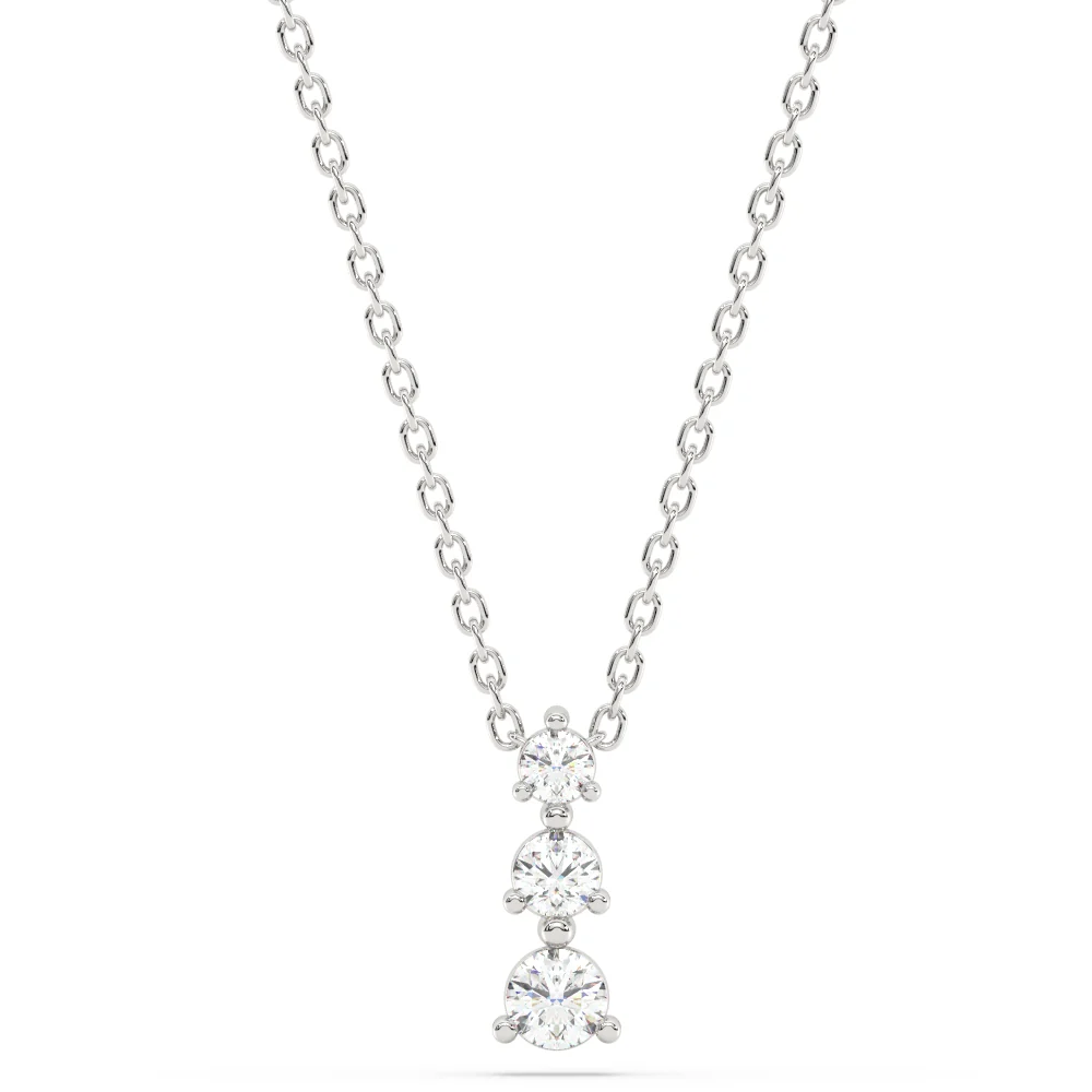<span style="color:purple">SPECIAL!</span>.33ct G SI 14K White Gold Three Stone Diamond Pendant Necklace 18" Long Chain