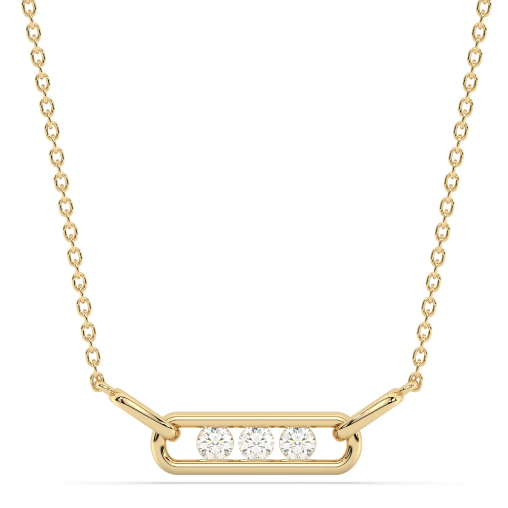 <span style="color:purple">SPECIAL!</span> .33ct G SI 14K Yellow Gold Three Stone Diamond Pendant Necklace 18" Chain