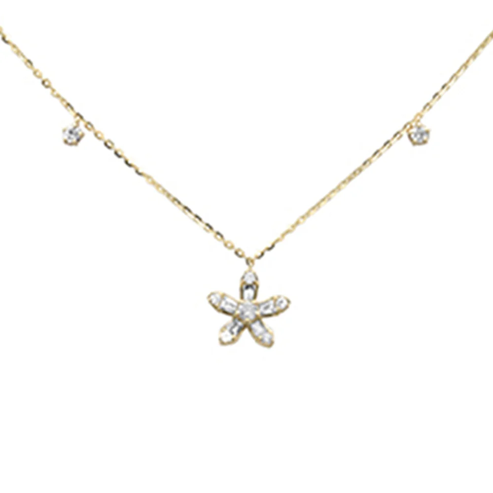 <span style="color:purple">SPECIAL!</span> .44ct G SI 14K Yellow Gold Round & Baguette Diamond Pendant Necklace 16+2" Ext Long