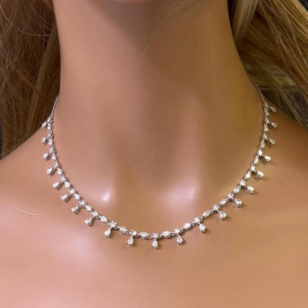<span style="color:purple">SPECIAL!</span> 5.88ct G SI 14K White Gold Diamond Multi Shape Pendant Necklace 14+2" Ext Long - Image 2