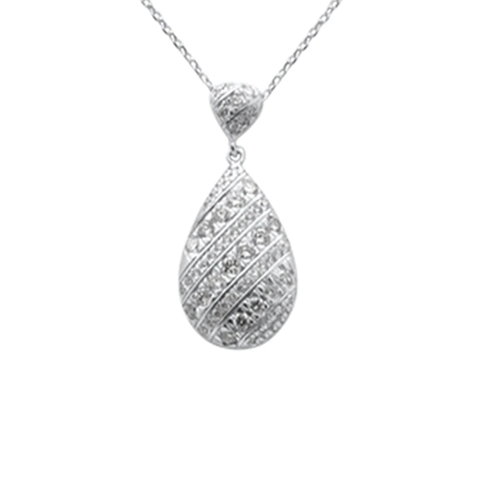 <span>DIAMOND CLOSEOUT! </span> .26ct G SI 14K White Gold Diamond Pear Shape Pendant Necklace 18" long Chain