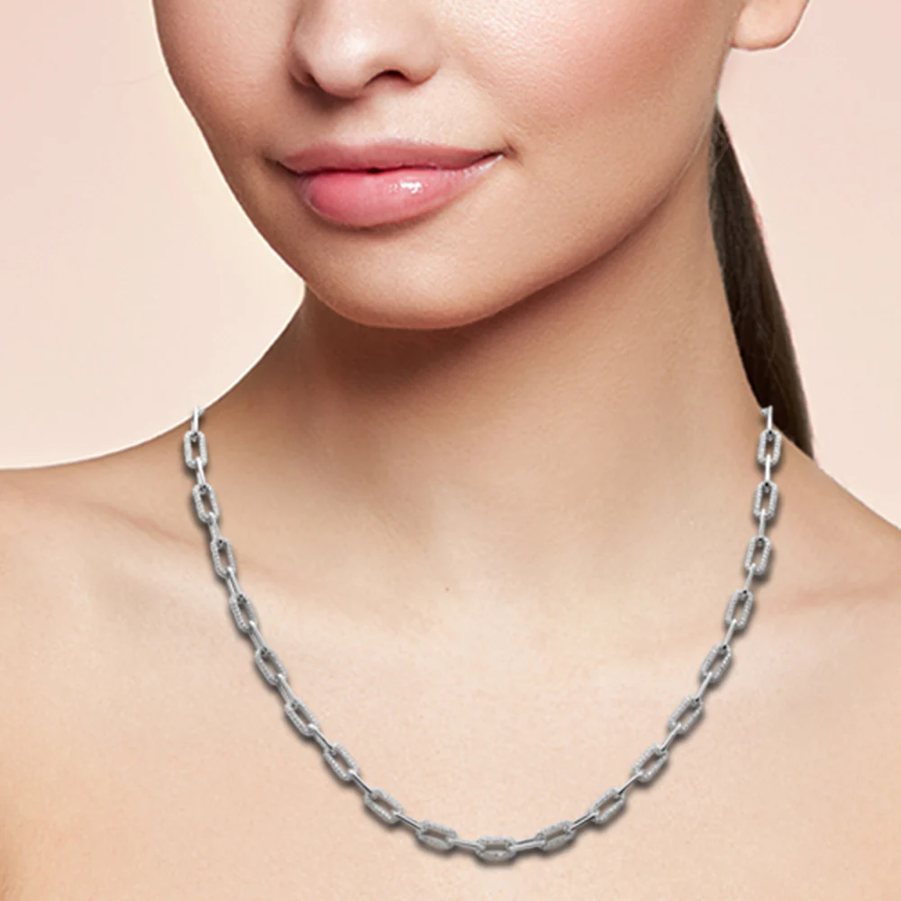 <span style="color:purple">SPECIAL!</span> 3.84ct G SI 14K White Gold Diamond Paper Clip Pendant Neckalace 16" Long - Image 2