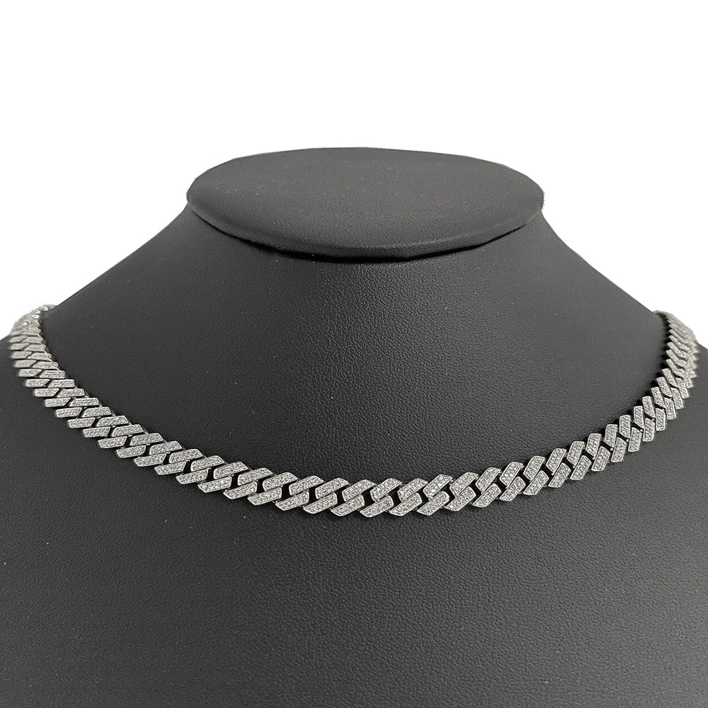 <span style="color:purple">SPECIAL!</span>7MM 4.26ct G SI 14K White Gold Diamond Square Cuban Necklace 18"