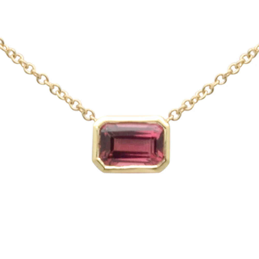 <span style="color:purple">SPECIAL!</span> .62ct G SI 14K Yellow Gold Pink Tourmaline Gemstone Pendant Necklace 16+2" Ext Long Chain