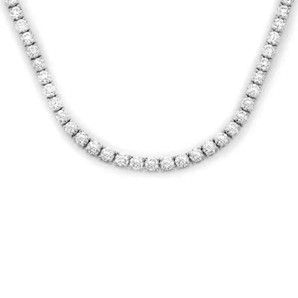 <span style="color:purple">SPECIAL!</span> 4.48ct G SI 14K White Gold Diamond Tennis Necklace 16" Long