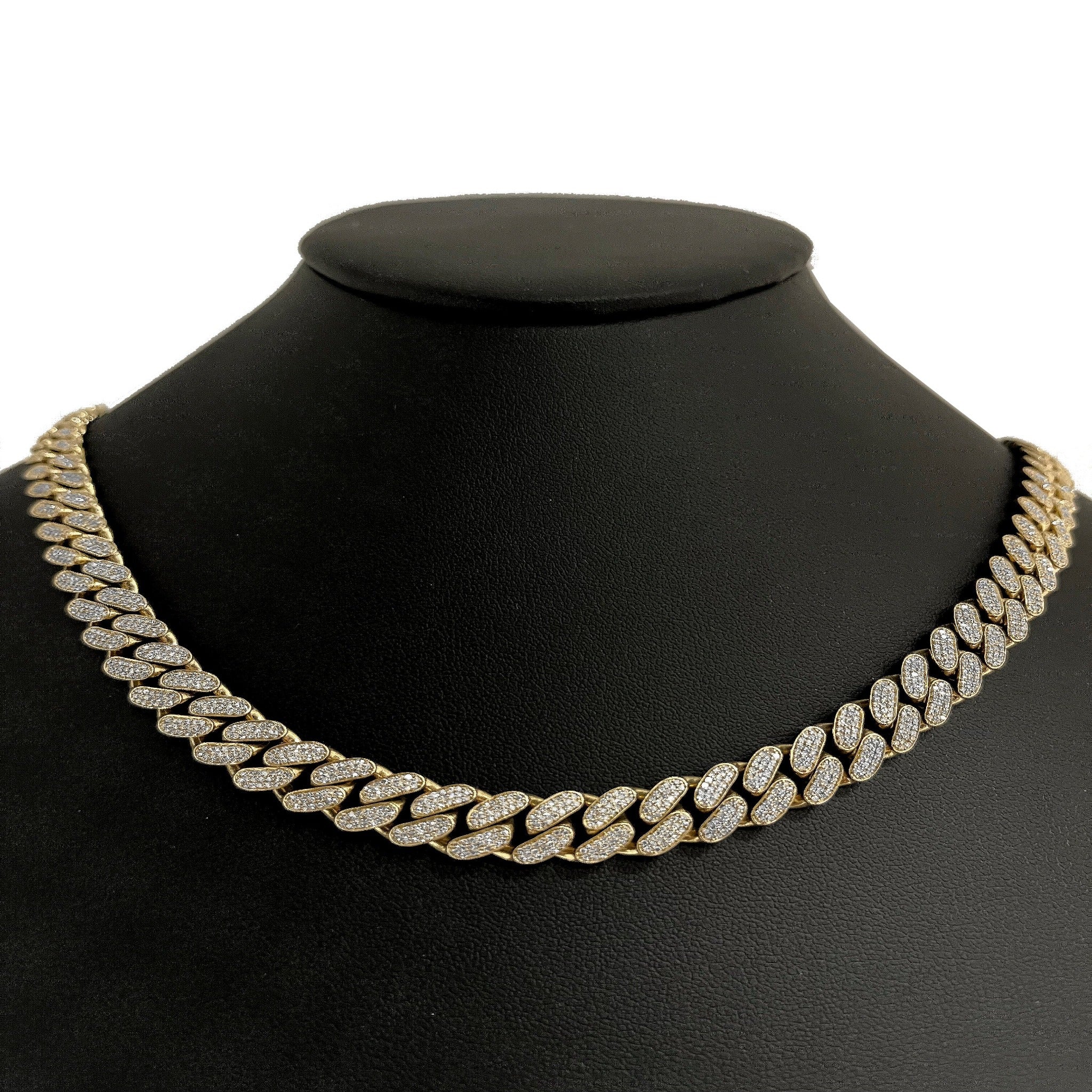 <span style="color:purple">SPECIAL!</span> 11MM 10.08ct 14KT Yellow Gold Diamond Round Cuban Necklace 22"