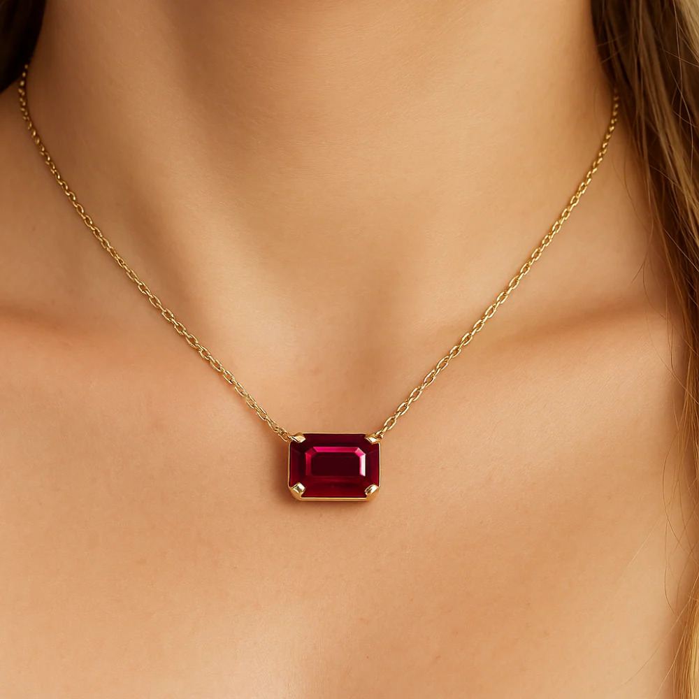 <span style="color:purple">SPECIAL!</span> .76ct G SI 14K Yellow Gold Ruby Gemstone Solitaire Pendant Necklace 18" Chain - Image 2