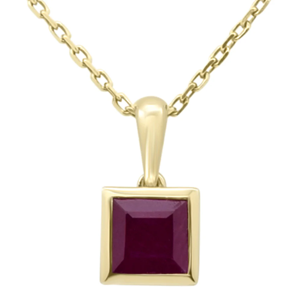 <span style="color:purple">SPECIAL!</span> .90ct G SI 14K Yellow Gold Bezel Set Ruby Gemstone Pendant 18" Long